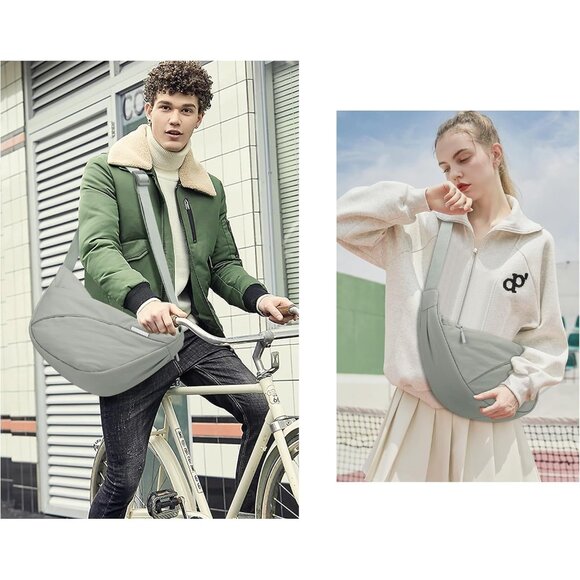 Nylon Crescent Crossbody Bag Unisex Lightweight Travel Shoulder Bag - Picture 6 of 7